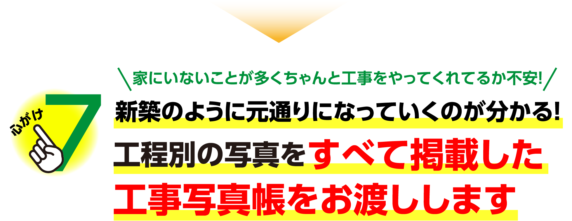 工程別の写真をすべて掲載した工事写真帳をお渡しします